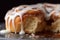 Delectable Delight Close-Up of a Cinnamon Bun with a White Frosting Glaze, Generative Ai