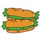 Delectable Delight: Hand-Drawn Sandwich Illustration, the Icon of Fresh and Delicious American Fast Food