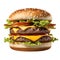 Delectable Double Hamburger Isolated on Transparent Background