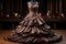 Delectable dress crafted entirely from fine chocolates, turning heads and tantalizing taste buds illustration generative ai