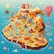 A delectable journey through Candy Island\\\'s sugary streets, Generative AI