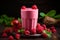 Delectable raspberry milkshake in glass, an ideal and refreshing breakfast treat