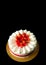 Delectable Strawberry Vanilla Short Cake on Black Background with Free Space
