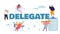 Delegate Responsibilities Concept. Office People, Ceo and Company Leaders Share Work, Create Stable Structure