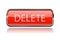Delete button. Square red button with chrome frame
