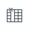 delete column icon vector from spreadsheet concept. Thin line illustration of delete column editable stroke. delete column linear