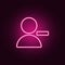 delete contact sign icon. Elements of web in neon style icons. Simple icon for websites, web design, mobile app, info graphics