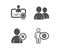 Delete user, Certificate and Users icons. Cogwheel sign. Remove profile, Best employee, Couple of people. Vector