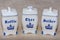 Delft Blue coffee, tea, and sugar containers. Koffie, Thee, Suiker. Famous porcelain souvenirs from Holland/Netherlands. 