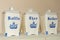 Delft Blue Coffee, Tea, and Sugar Koffie, Thee, Suiker containers. Famous porcelain souvenirs from Holland/Netherlands. Isolated
