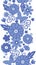 Delft blue Dutch flowers vertical seamless pattern