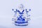 Delft Blue Figurine of girl carrying bells. Souvenir from Holland/Netherlands on isolated white background