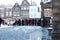 Delft, Netherlands - January 31: daily and snowy main square of