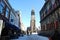 Delft, Netherlands - January 31: daily and snowy main square of