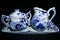 Delft porcelain creamer and sugar bowl
