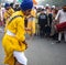Delhi, India, October 2, 2023 - Sikhs display gatka and martial arts during annual Nagar Kirtan, Traditional, procession on