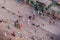 DELHI, INDIA - OCTOBER 22, 2016: Aerial view of steps to Jama Masjid mosque in the center of Delhi, Indi