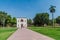 DELHI, INDIA - OCTOBER 24, 2016: Tourists at the entrance to Humayun tomb complex in Delhi, Indi