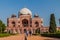 DELHI, INDIA - OCTOBER 24, 2016: Tourists visit Humayun tomb in Delhi, Indi