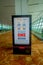 DELHI, INDIA - SEPTEMBER 19, 2017: Informative sign in an automatic screen of world s number one airport two consecutive