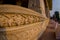 DELHI, INDIA - SEPTEMBER 25 2017: Close up of a carved wall of Inlaid marble, columns and arches, Hall of Private