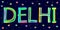 Delhi - isolate doodle lettering inscription from multi-colored curved lines