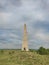 Deliblato Serbia Zagajicka brda green desert landscape stone tower as hiking spot