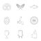 Delicacy icons set, outline style