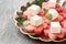 Delicacy summer appetizer - sweet watermelon with soft cheese