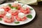 Delicacy summer appetizer - sweet watermelon with soft cheese