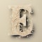 Delicate 3d Carved Ivory Letter E With Ornate Architectural Elements