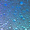 Delicate abstract blue background from drops of oil and water. Beautiful art backdrop. Macro of colored bubbles