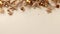 Delicate beige background in Christmas style with space for editing and inserting items.