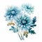 Delicate Blue Dahlias: Traditional Chinese Painting Inspired Mural Art