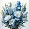 Delicate Blue Flowers In Hyperrealistic Illustrations - Snapdragon Arrangement