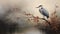 Delicate Blue Heron Perched On Branch - A Stunning Painting