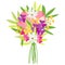 Delicate bright bouquet in a flat style. Vector illustration. mother\\\'s day. Bouquet for girls, women.Daffodils,