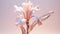 Delicate Canna Flower Sculpture In Holographic Style On Pink And White Gradient Background
