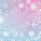 Delicate Christmas pink and blue background with snowflakes, stars