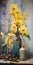 Delicate Compositions: Yellow Orchids In A Blue Vase