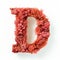 Delicate Coral Wood Letter D With Intricate Textures