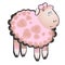 Delicate, curly, cheerful sheep. Comic illustration