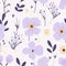 Delicate Floral Dance: Minimalist Flower Pattern on Light Lilac Backdrop
