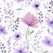 Delicate Floral Dance: Minimalist Flower Pattern on Light Lilac Backdrop