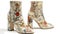 The delicate floral embroidery on these high heeled boots provides a feminine touch to an edgy boot created with Generative AI