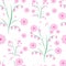 Delicate floral seamless pattern with pink small flowers