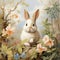 Delicate Flower: A Meticulously Detailed Rabbit Painting In A Spectacular Forest
