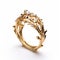 Delicate Gold Ring With Intricate Leaf Design And Diamonds