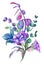 delicate graceful bouquet for greeting cards of purple eustoma flowers and yucca twigs