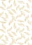 Delicate Hand Drawn Flying Feather Vector Pattern. Golden Feathers on a White Background.